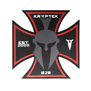 ПАТЧ KRYPTEK EST PVC СЕРЫЙ ЛОГОТИП НА ФОНЕ КРЕСТА